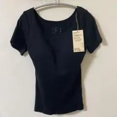 無印良品 なめらかリブ ブラ半袖Tシャツ S 黒白２枚のサムネイル