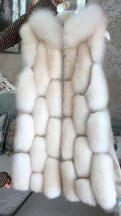 新品◆限定★帽子付★最高級↑フォックスファー& 羊革ベスト 毛皮 リアルファー