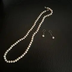 天然パール SILVER刻印 ピンク ネックレス イヤリング セット 淡水 