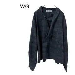 WG 長袖チェックシャツブラウス　ボウタイ　ビジネス　デートのサムネイル