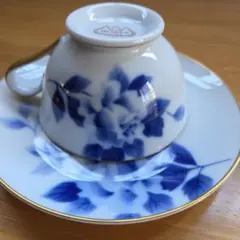 青い花柄 ティーカップ・ソーサーセット(6客)