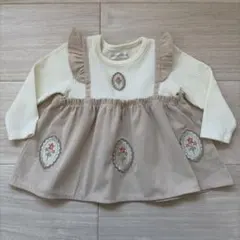 フリル付き刺繍デザイントップス 80 春・秋