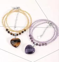 天然石アメジストハート型ネックレス1点