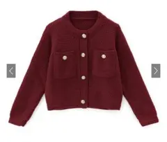 ゴールドボタンショート丈ニットカーディガン