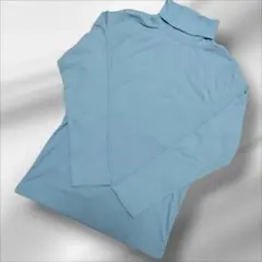 長袖 Tシャツ タートルネック ハイネック 水色 M