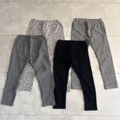 即日配送 ユニクロレギンス4点セット（グレー・ドット・チェック・ブラック）