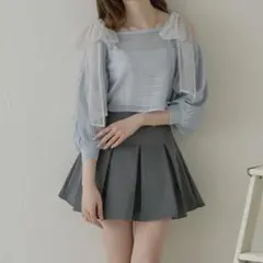 2way mesh ribbon tops / 2wayメッシュリボントップス