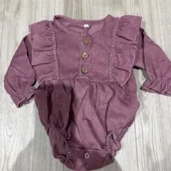 【SALE】パープル コーデュロイロンパース フリル付き