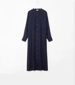 えみち様　ANAYI ウールカタアゼペプラムニットワンピース ネイビー 金ボタン ANAYI ウールカタアゼペプラムニットワンピース ネイビー 金ボタン