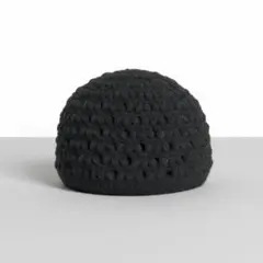 ハンドメイド一点物　ブラック系 玉編　ニット帽モヘア糸