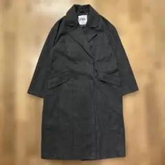 新品ZARAザラグレー ダブルブレストロングチェスターコートメンズXS冬アウター