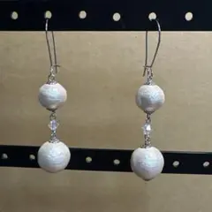 コットンパールとスワロフスキーピアス