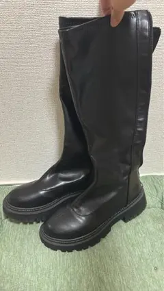 バックジップ ロングブーツ ブラック - メルカリ