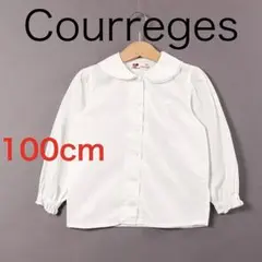 H757◾️クレージュ　フリル襟　長袖ブラウス　ロゴ刺繍入り