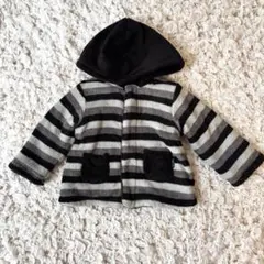 コムサイズム　ボーダー　ブラック　リバーシブル　フリースアウター