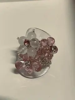 ビーズ 花モチーフリング