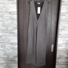 グレー Vネック スエード風 オールインワン