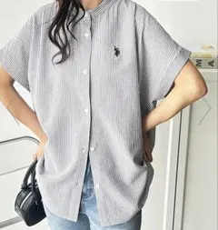 【U.S.POLOASSN.】ほぼ新品！ポコポコ素材フレンチスリーブシャツのサムネイル