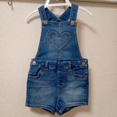 【美品】H&Mデニムオーバーオール ハート型ポケット80サイズ9-12month