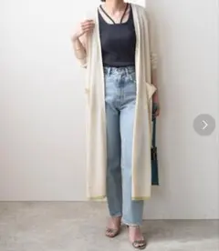 Eimee Law エイミーロウ☆ニットドッキングバックギャザーロングカーデ