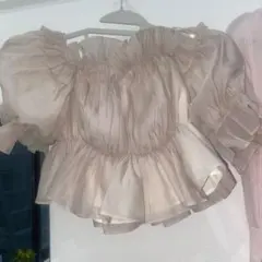 SNIDEL 24ss Sustainableギャザーオフショルブラウス IVR