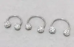 【9月限定価格】シルバークリスタルボールピアス３個セット　18G