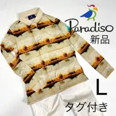 【美品】パラディーゾ 総柄 袖ロゴ入　レディース L ゴルフ　Paradiso
