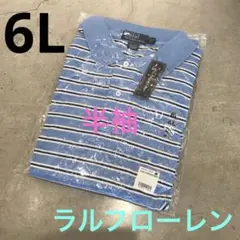Polo by Ralph Lauren 水色 ストライプ ポロシャツ 6L