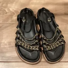 お値下げ　本物　正規品　CHANEL シャネル　ブラック ウェッジ　サンダル 2026年最新】シャネルサンダルの人気アイテム - メルカリ