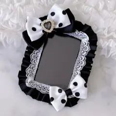 B8 硬質ケース トレカケース レースデコ 黒 白 ドット柄