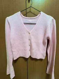 GRL ピンク リブニット カーディガン 長袖