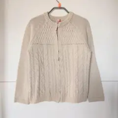 美品 coen ニットカーディガン ケーブル編み ウール100% アイボリー M