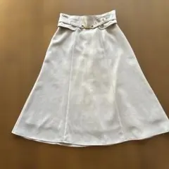 ベージュ フレアスカート ベルト付き