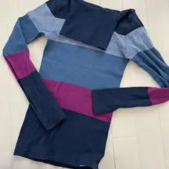 ストライプニット長袖トップス Sサイズヒートテック