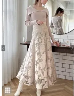GRL オーガンジーオパール花柄フレアスカート[tu523] 完売品