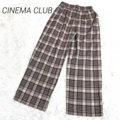 CINEMA CLUB チェック柄 ワイドパンツ ゴムウエストゴム　カジュアル