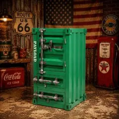 ヴィンテージ風 キャビネット アメリカン 収納 オレンジ コンテナ型 棚