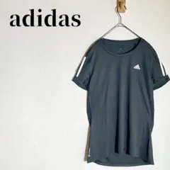 adidas　オウンザラン　半袖　ランニングTシャツ　ロゴプリント　L　ブラック