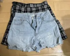 wego 黒チェックスカートS &デニムパンツM