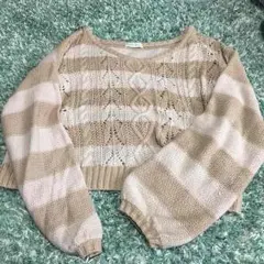 キャメルボーダーニット