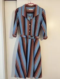 レディアゼル　マルチストライプ　シャツワンピース REDYAZEL 平成レトロ