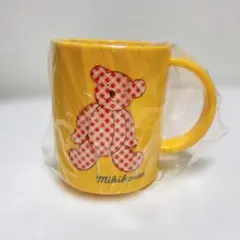 【新品】ミキハウス マグカップ イエロー クマ チェック柄 レトロ