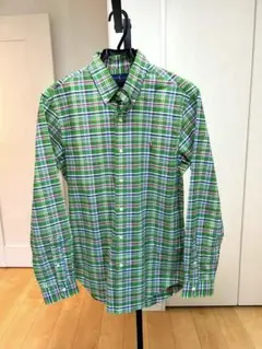 【極美品】Ralph Lauren 緑チェック長袖シャツ　M -Ｌ相当