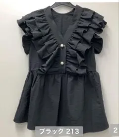 最終価格！しまむら　rivietta サッカーカタフリルプルオーバー　黒