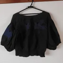 JEANASIS ジーナシス　花柄刺繍 五分袖ブラウス