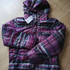 フード付きパープル系チェックジャンパー Lサイズ