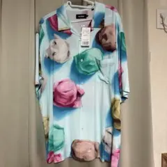 XLARGE 総柄 半袖シャツ ライトブルー