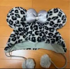ミニーファンキャップヒョウ柄グレー