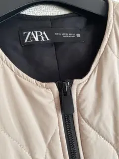 ZARA キルティング ノーカラージャケット ベージュ XS