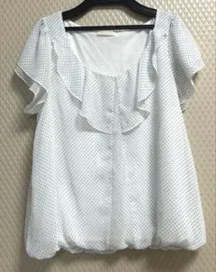 pour la frime ドット柄 フリルブラウス 半袖　バルーン裾　ジュンのサムネイル
